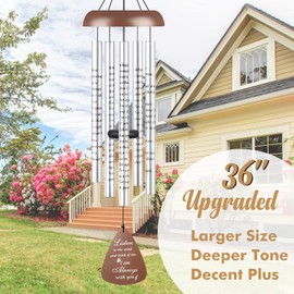 Sympathy Gift Wind Chimes for Outside - 36'' Large Memorial Gifts for Loss of Mother/Mom/Father, Bereavement Gift Ideas Windchimes Outdoors in Memory of Loved One, Condolence Remembrance Grief, Brown