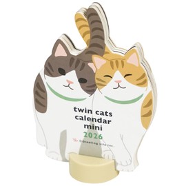 Greeting Life 2026 Calendar Animal Die Cut Mini Twin Cat Tabletop C-1704-ET