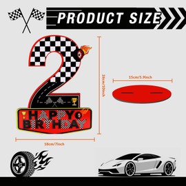 Racing Car Birthday Number Sign Centerpiece, 2nd Wooden Table Decoration for Race Theme 2nd Birthday Decoration