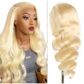 Blonde Human Hair Wig 4x4 613 Lace Front Wig 180% Density Pre Plucked With Baby Hair Natural Hairline Blonde Color Human Hair Body Wave 14 Inch For Women