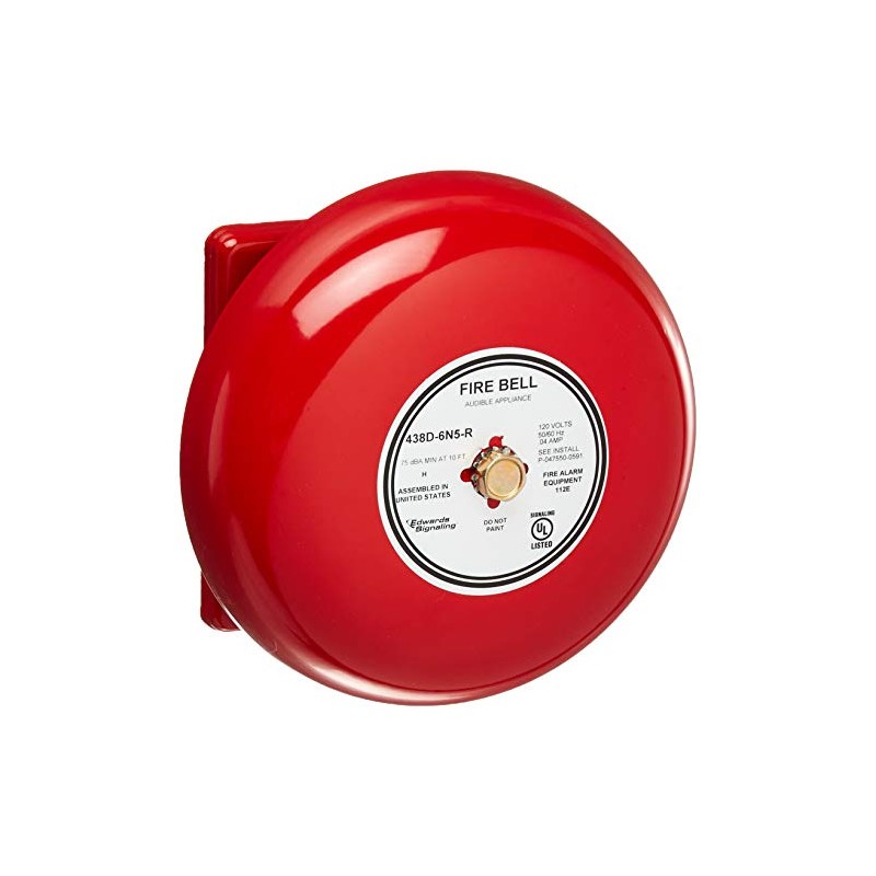 Edwards-Signaling Fire Bell, Red, 6 In.