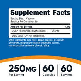 Nutricost Tudca 250mg, 60 Capsules (Tauroursodeoxycholic Acid) - Premium Quality