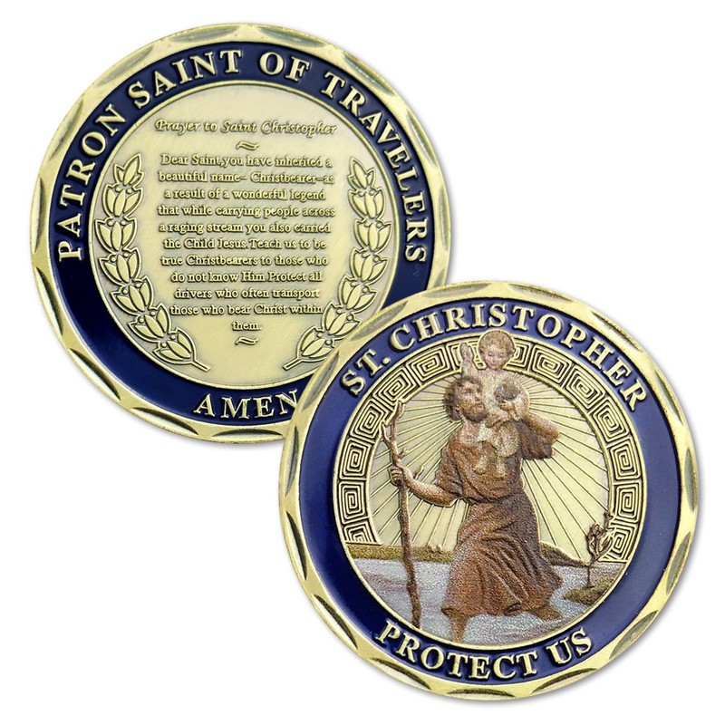 Patron Saint of Travelers Prayer Commemorative Coin St Christopher Challenge