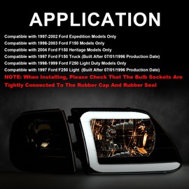 G-PLUS LED DRL Strip Headlights & Corner Parking Lights Fit Ford F150 1998-2003/Fit Ford Expedition 1997-2002/Fit 1997-1999 F250 Headlamps Clear Lens Chrome Housing Amber Reflector,faros delanteros