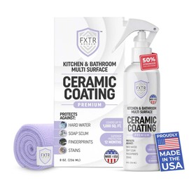 Fixture Shield Home Ceramic Coating Spray (8 oz) - SiO₂ Hydrophobic Protection for Kitchen & Bath | Repels Fingerprints, Stains & Hard Water | Extra Strength Formula | Made in USA