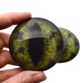 60mm Green Alligator Glass Eyes Jewelry Making Art Doll Parts Taxidermy Animal Sculpture Flatback Domed Cabochons Monster Swamp Creature