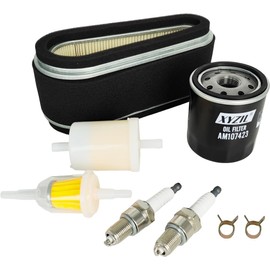 XYZIL LG185 Air Fuel Oil Filter Spark Plug Tune Up Kit Compatible with John Deere LX186 F525 F710 260 265 325 185 HD45 HD75 GS25 GS30 GT262 Compatible with Kawasaki FC540V 11013-1214 11013-2143 Mower