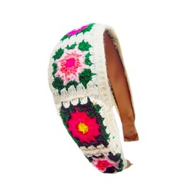 OUTVIE Bohemian Sunflower Crochet Headbands Handmade Knitted Non-slip Elastic Vacation Hairbands for Women Girls