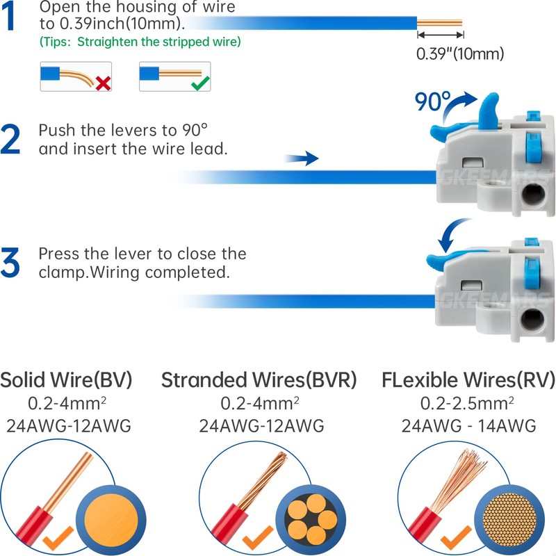 GKEEMARS 20Pcs 3 Way T-Shape Connectors for Wiring, Quick Wire