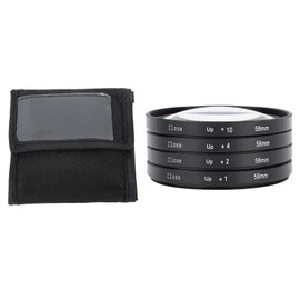 Close Up Filter Kit 4 in 1 +1 +2 +4 +10 Macro Lens Filter Optical Glass with Storage Pouch Camera Filter for Digital Camera Photo 58mm