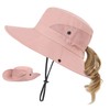 Zando Kids Sun Hat Girls with Ponytail Hole UPF 50+