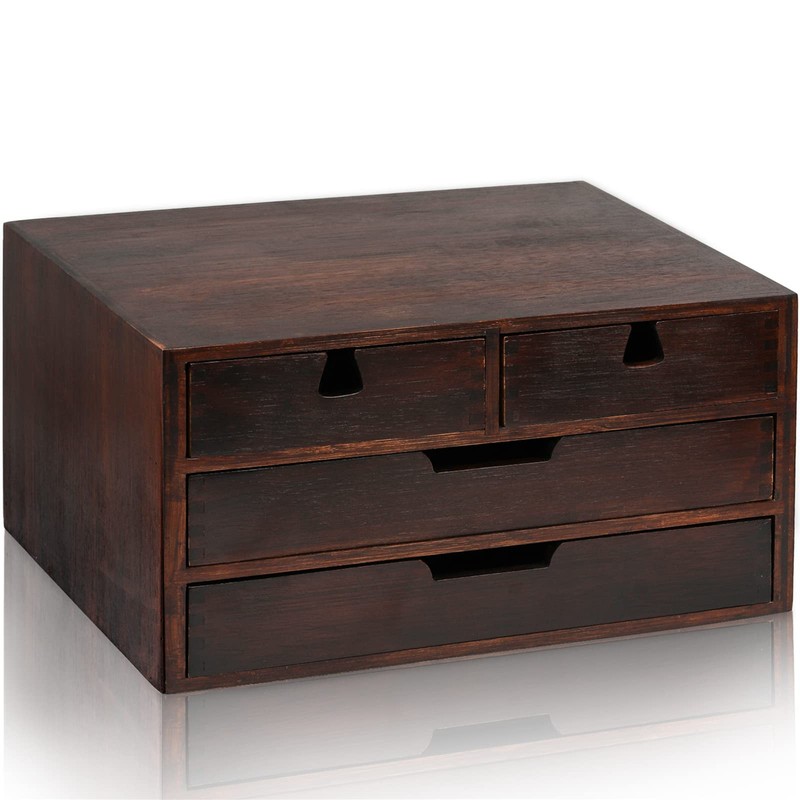 DEAYOU Bamboo Desk Organizer, 100% Natural Bamboo Desktop Drawer Organizer,