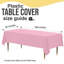 Exquisite 66% Thicker Premium Plastic Table Cloth Rectangle Table Cover 0.5 Mil 12 Pack Pink Table Cloth 54 Inch x 108 Inch Disposable Tablecloth Won't Tear Easily Like Cheap Thin Brands