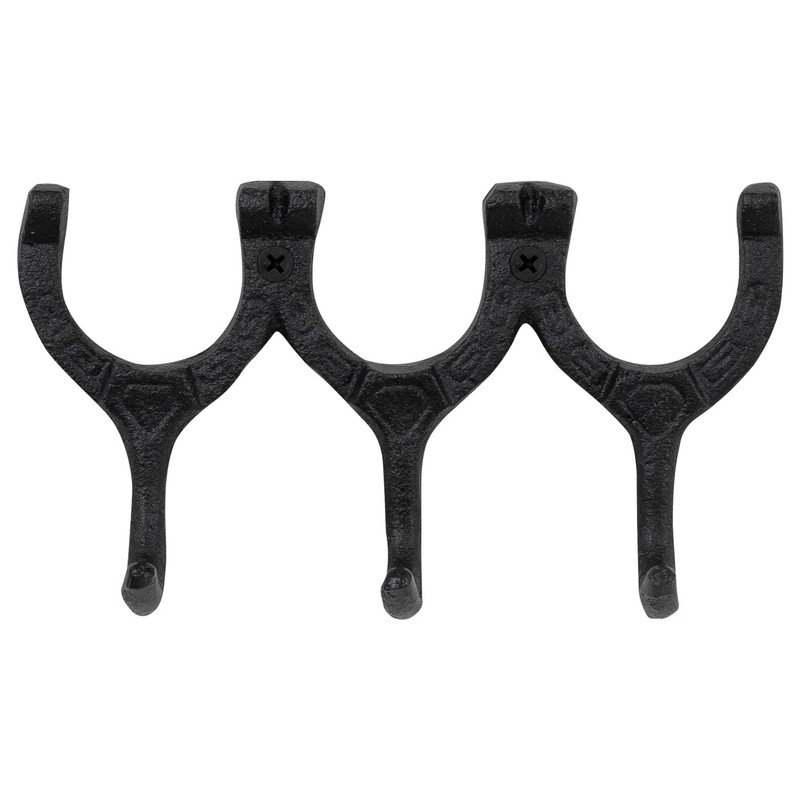 Woodside Cast Iron Wall Mounted Triple Horseshoe Hook Coat/Hat/Key Rack,