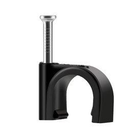 ERKXD Cable Clips Black with Steel Nails, 10mm Durable Wire Clips to Wall, Black Round Cable Nail Clips