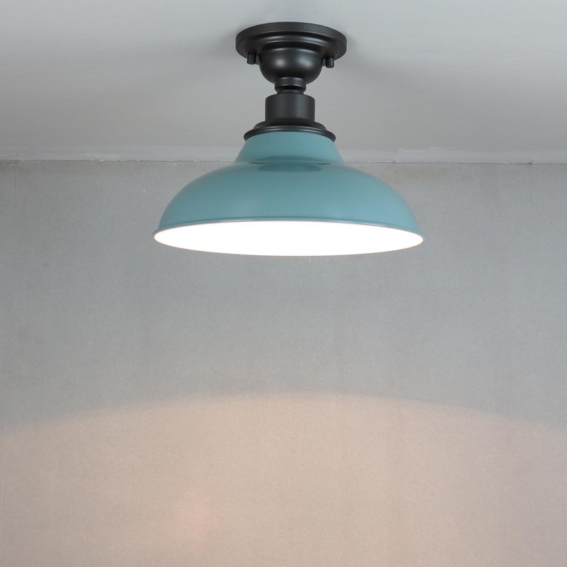 SAMTEEN Farmhouse Semi Flush Ceiling Light 12-Inch Light Blue Flush