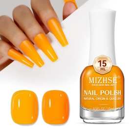 MIZHSE Bright Nail Polish: Neon Orange Quick Dry Nail Polish Air Dry Fast, 15ml/0.5 fl oz Regular Water-based Nail Lacquer Non-Gel Full Coverage High Glossy Manicure DIY Nail Art Salon Ideal Gift
