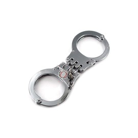 Ace Martial Arts Supply Professional Heavy Duty Hinged Police Style Handcuffs Double Lock (Silver Hinge)