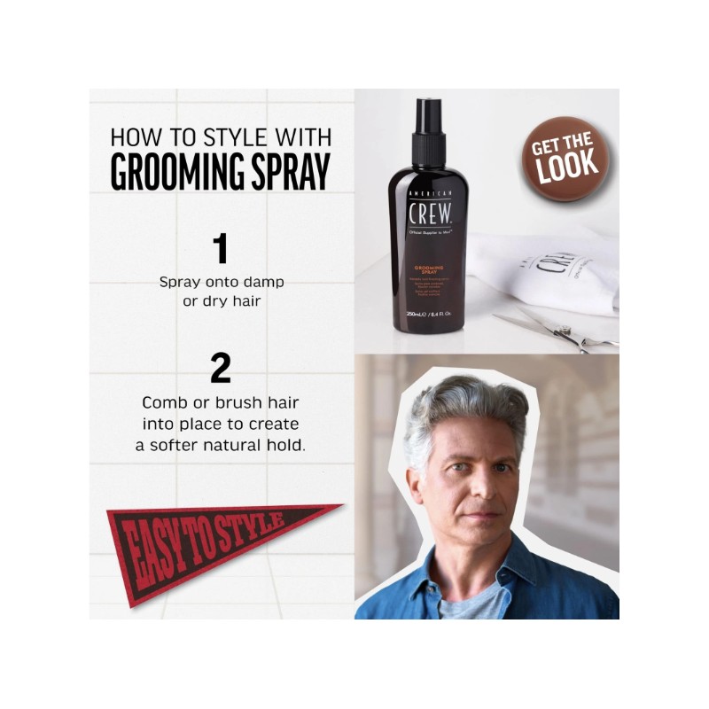 American Crew Men's Hair Spray, Variable Hold Grooming Spray, 8.45