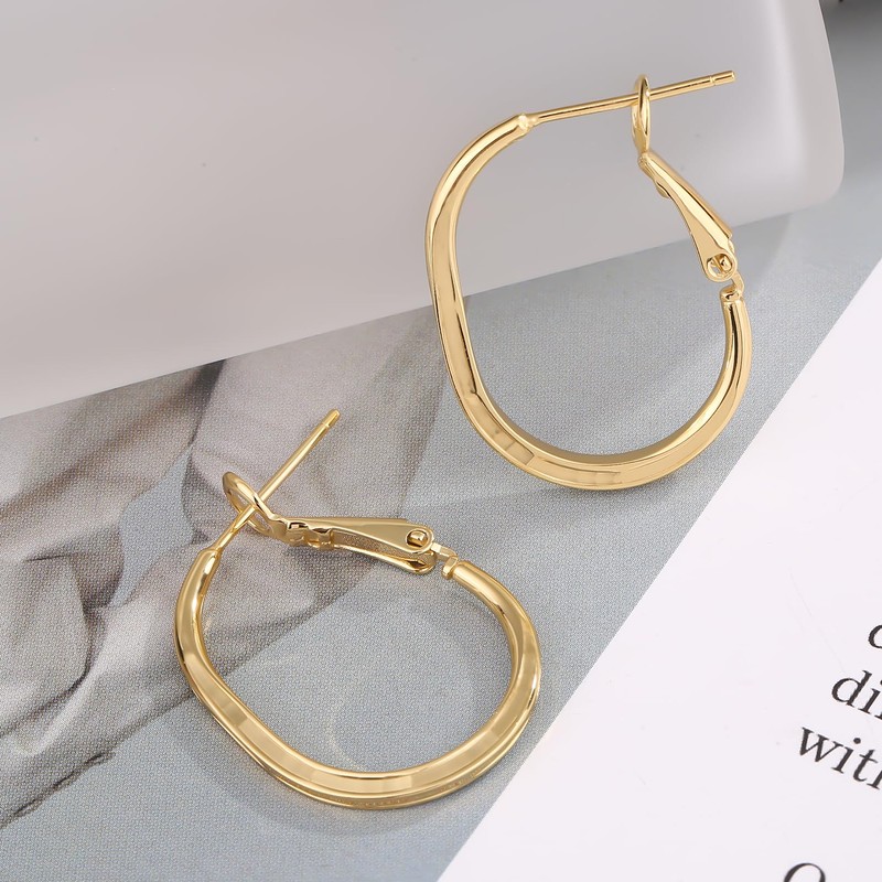 ToHeart 14k Gold Hoop Earrings for Womens Rectangle Hoop Earrings