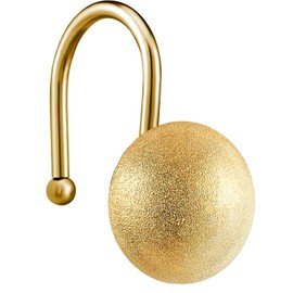 EleCharm Gorgeous Gold Shower Curtain Hooks Rings, Set of 12 Brass Decorative Shower Hanger Rings Metal Rustproof for Bathroom Curtain Rods (Hemisphere)