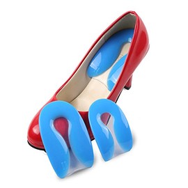 Elandy Silicon Gel U-Shaped Spur Cup Heel-Plantar Fasciitis Cushion Remission Correction U-Shaped Heel Pad L