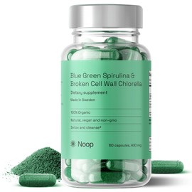 Noop Spirulina & Chlorella Superfood, 60 Capsules, Vegan and Third Party Approved