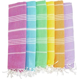 HAVLULAND (Set of 6) 100% Turkish Cotton Beach Towels (71"X39") Prewashed for Soft Feel - Oversized Highly Absorbent and Quick Dry Bath Towel - Horizontal Travel Towel - Extra Large Sand Free Blanket