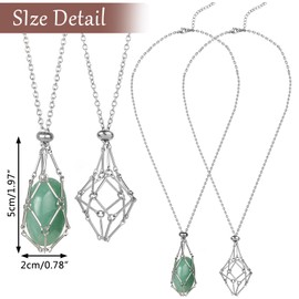 BROVITI 1 Pieces Stainless Steel Necklace Cord Empty Stone Holder Adjustable Cord Cage Crystal Cage Necklace Holder for Women Men for DIY Jewelry Making Accessories（M）