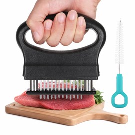 sdhiiolp Meat Tenderiser Steaker Meat Tenderiser Stainless Steel with 48 Blades Made of Stainless Steel Meat Tenderizer with Cleaning Brush Kitchen Cooking Tool for Beef, Chicken, Pork