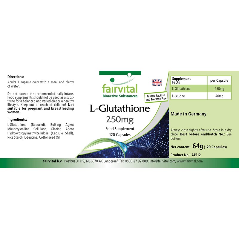 Fairvital | L-Glutathion 250mg - VEGAN - 120 Kapseln