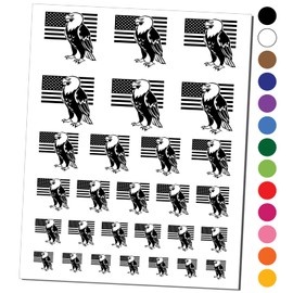 Bald Eagle with American Flag Patriotic Temporary Tattoo Water Resistant Fake Body Art Set Collection - Light Pink (One Sheet)