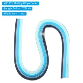 PATIKIL 540 x 3 mm Quilling Paper Strips Paper Quilling, 480 Pieces Origami Froebel Star Paper Strips Set for Art, DIY, Handmade, Christmas, Gradient Blue