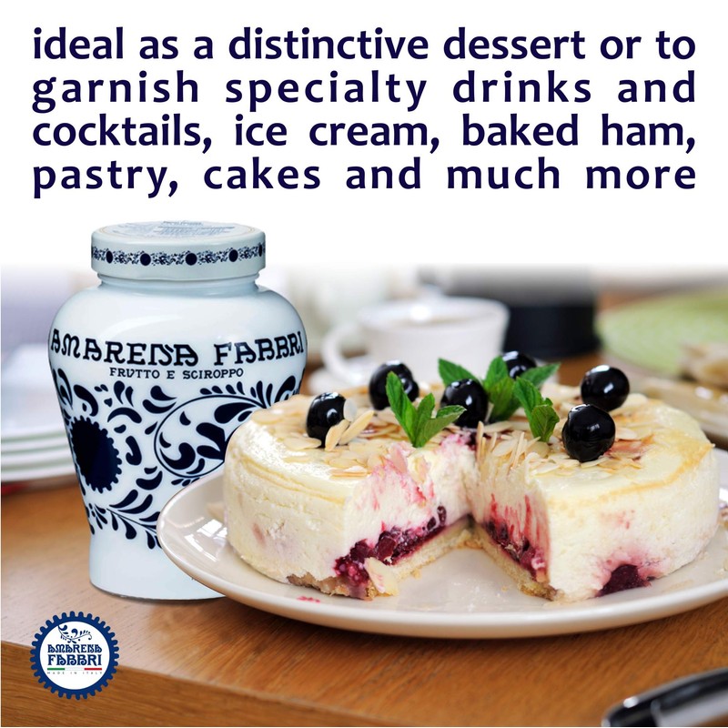 Fabbri Amarena Wild Cherries in Syrup, Gluten Free, Non- GMO,