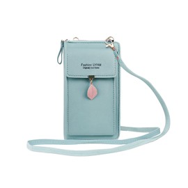 WisePoint Crossbody Phone Bag for Women, PU Leather Shoulder Bag With Zipper, Cellphone Wallet Bags with 3 Layers (blue)