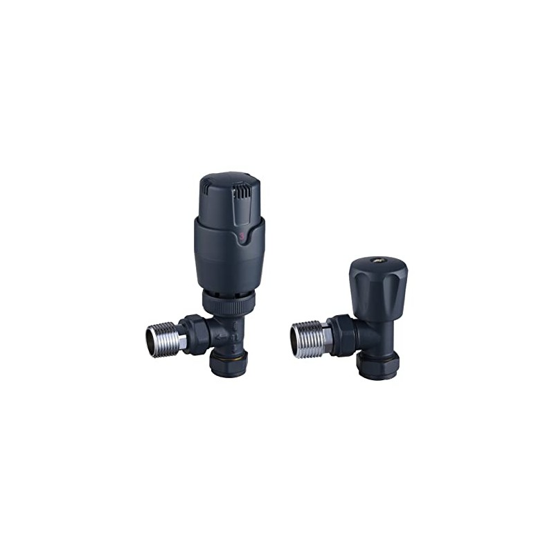 Keenware KRA-195 Thermostatic Radiator Angled Valves: Anthracite Grey
