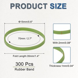sourcing map 300 Pack Rubber Band Stretchable Rubber Elastic Bands Green 15mm x 2mm Hair Cord for Home Office
