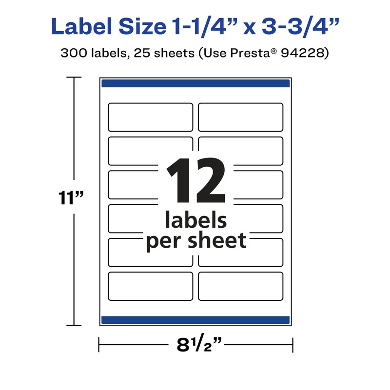Avery Matte White Rectangle Labels with Sure Feed, 1.25" x