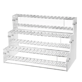 Makeup Paint & Brush Organizer Rack Pen Display Stand, Multi-Level Plastic Organization Rack Pencil Holder, Clear Pen Display Holder 3 Layer 144 Holes for Craft Shows