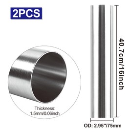 2PCS 3 Inch Stainless Steel Exhaust Pipe, 3" OD x 16" Length304 Stainless Steel Exhaust Pipe for DIY Replacement Part, Replacement Exhaust Tube(16" Long）