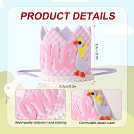 BOXOB One Silly Goose Birthday Crown for Girls, Pink Gingham 1st Birthday Hat 1 Cute Silly Goose First Decorations for Baby Shower Photo Props Decor