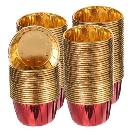 sourcing map Mini Metallic Foil Cupcake Liners for Baking Cupcake, 150Pcs Cupcake Muffins Liners Cupcake Holders Paper Greaseproof Wrappers for Wedding, Showers, Gift, Red