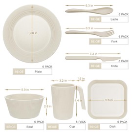 42-Piece Dinnerware Sets - Plates and Bowls Sets, Unbreakable Wheat Straw Dinnerware Sets Dish Set, Dishwasher Microwave Safe Dinner Plates, Kitchen Dishes Set for 6