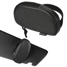 Sunglasses Holders for Car Visor, Faux Leather Eyeglass Holder for Different Size Eyeglasses, Adjustable Visor Bag Sunglass Holder for Cars, Compatible with Keys, Balms (Black)