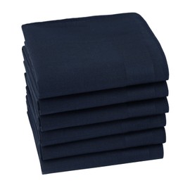 HOULIFE Pañuelos de algodón para hombre, color liso, 100% algodón suave de los 60S para hombres y mujeres, 6/12 piezas, 15.7 x 15.7 pulgadas, Azul oscuro, 6 Piezas