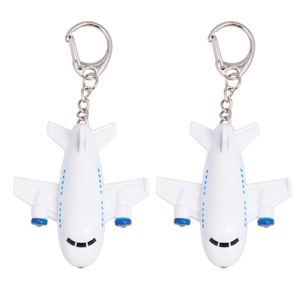 NUOBESTY 2pcs Plane Keychain Led Light Up Airplane Key Ring
