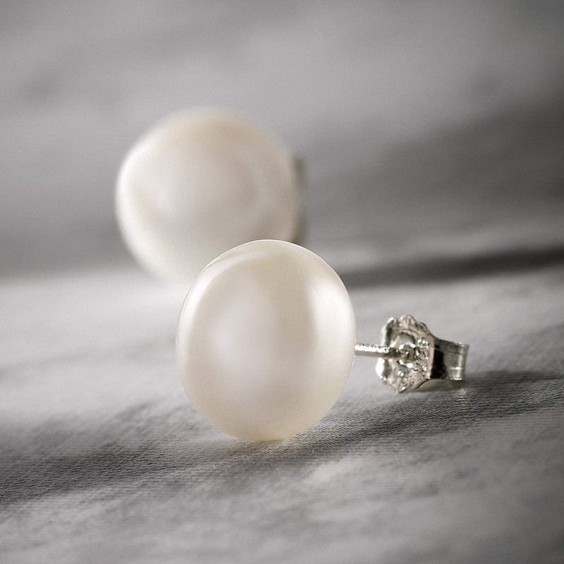 Anthony Vincent Aretes Perla Cultivada Natural Tamaño 10 mm Blanco