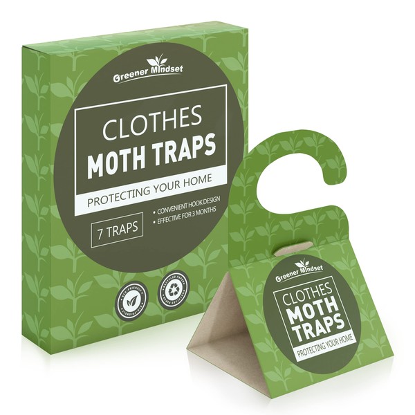 Greener Mindset Clothes Moth Traps 7-Pack - Capture Clothing Closets, Carpets & Wool - Webbing & Case-Bearing