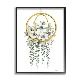 Stupell Industries White Floral Poppies Vines Indoor Modern Planter Cindy Jacobs Black Framed Wall Art, 24 x 30
