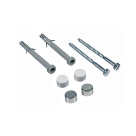 DL-pro Fixing Set for Standing Toilet 2 x Screws 5.5 x 85 mm 2 x Dowels 8 x 80 mm 4 x Cover Cap White Chrome